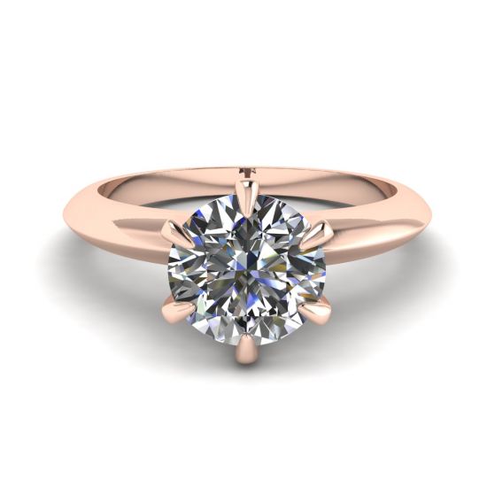 Round Diamond 6-prong engagement ring in Rose Gold, Enlarge image 1