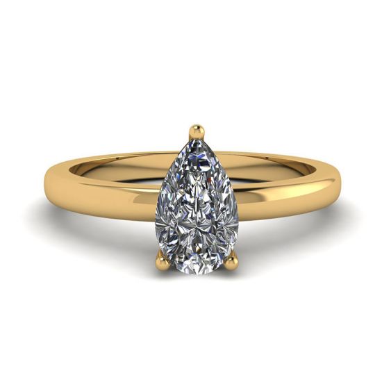 Classic Pear Diamond Solitaire Ring Yellow Gold, Enlarge image 1