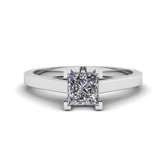 Princess Cut Diamond Ring in 18K White Gold, Enlarge image 1