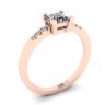 Princess Cut Diamond Ring with 3 Small Side Diamonds Rose Gold, Image 4