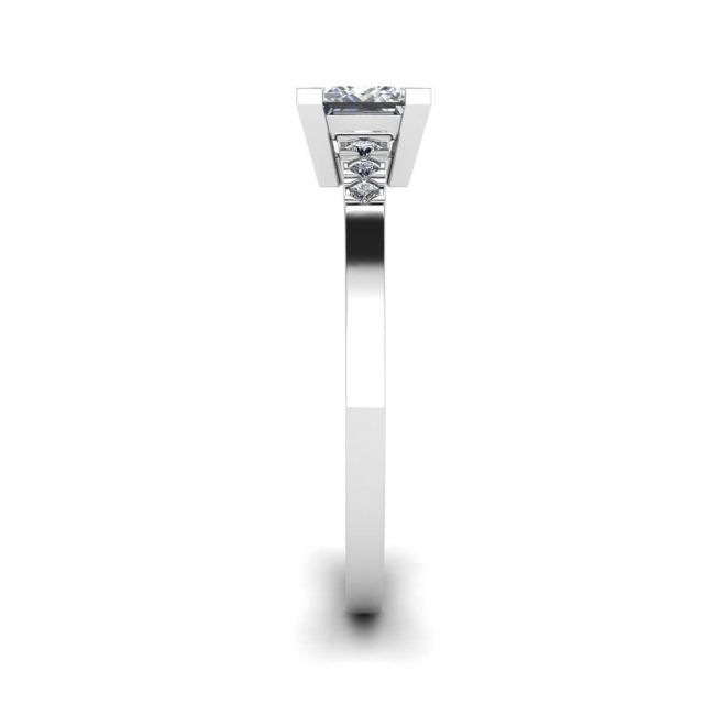 Princess Cut Diamond Ring with 3 Small Side Diamonds - Photo 2