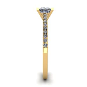 Princess Cut Scalloped Pave Engagement Ring Yellow Gold - Photo 2