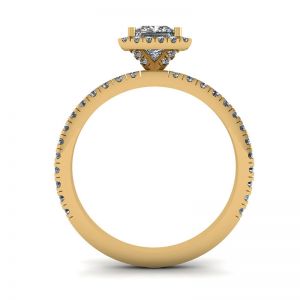 Princess-Cut Floating Halo Diamond Engagement Ring Yellow Gold - Photo 1