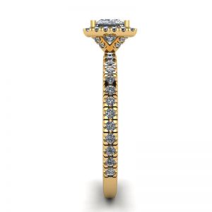 Princess-Cut Floating Halo Diamond Engagement Ring Yellow Gold - Photo 2