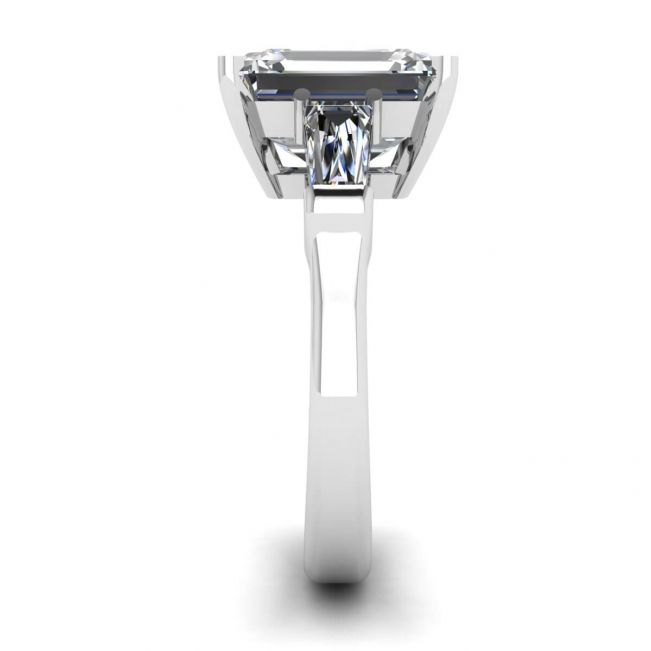 Three-Stone Emerald and Baguette Diamond Engagement Ring - Photo 2