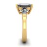 Three-Stone Emerald and Baguette Diamond Engagement Ring Yellow Gold, Image 3