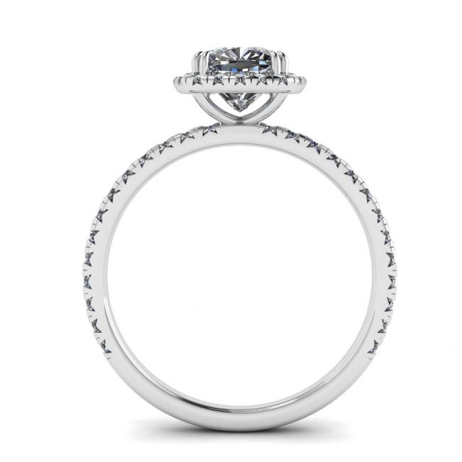 Cushion Diamond Halo Engagement Ring - Photo 1