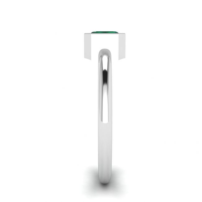 Stylish Square Emerald Ring in 18K White Gold - Photo 2
