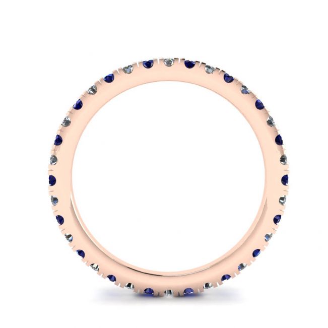 Riviera Pave Sapphire and Diamond Eternity Ring Rose Gold - Photo 1