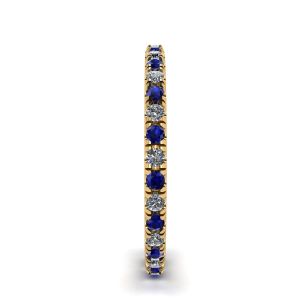 Riviera Pave Sapphire and Diamond Eternity Ring  Style Yellow Gold - Photo 2