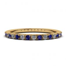 Riviera Pave Sapphire and Diamond Eternity Ring  Style Yellow Gold