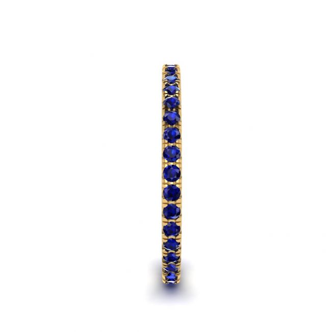 Riviera Pave Sapphire Eternity Ring Yellow Gold - Photo 2