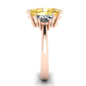 Oval Yellow Diamond with Side Half-Moon White Diamonds Rose Gold - Photo 2