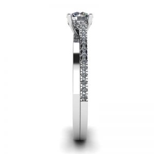 Asymmetrical Side Pave Engagement Ring White Gold - Photo 2