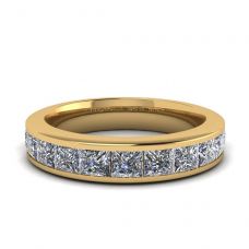 Eternity Princess Cut Diamond Ring  Yellow Gold