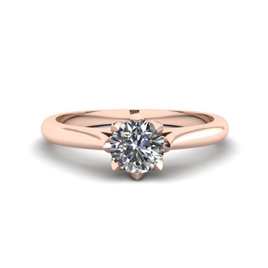 Lotus Diamond Engagement Ring Rose Gold, Enlarge image 1