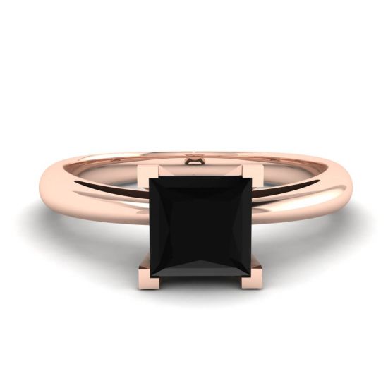 Square Black Diamond Ring Rose Gold, Enlarge image 1