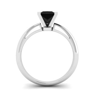 1 Carat Black Diamond Solitaire Ring White Gold - Photo 1