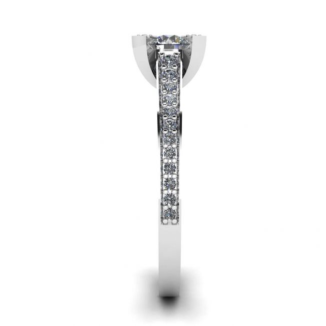 Designer Ring with Round Diamond and Pave - Photo 2