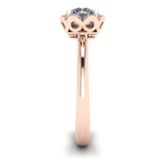 Lace Flower Cushion Diamond Ring Rose Gold - Photo 2