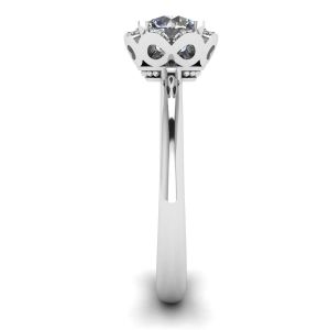 Lace Flower Cushion Diamond Ring White Gold - Photo 2