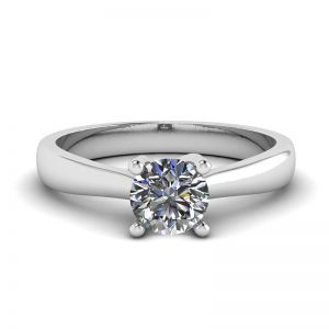 Crossing Prongs Ring with Round Diamond