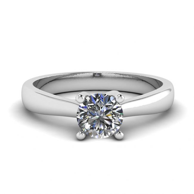 Crossing Prongs Ring with Round Diamond