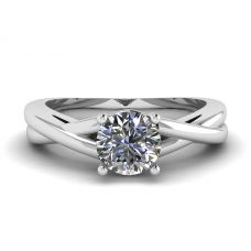 X Cross Ring with Round Diamond
