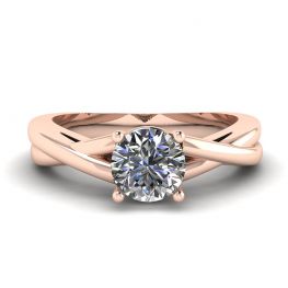 X Cross Ring with Round Diamond Rose Gold X Cross Ring with Round Diamond Rose Gold