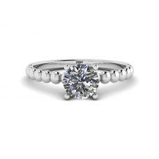 Round Diamond Solitaire on Beaded Ring in White Gold