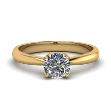Petal Setting Ring with Round Diamond in 18K Yellow Gold