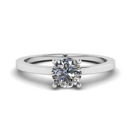 Round Diamond Solitaire Simple 18K White Gold Ring Round Diamond Solitaire Simple 18K White Gold Ring