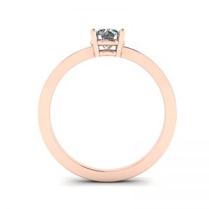 Round Diamond Solitaire Simple 18K Rose Gold Ring - Photo 1