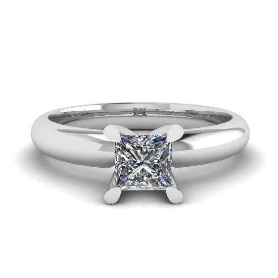 V-style Classic Setting Ring with Square Diamond, Enlarge image 1