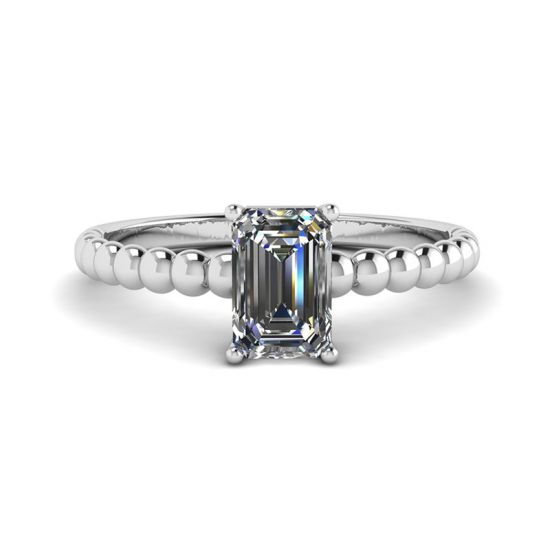 Bearded Ring with Emerald Cut Diamond, Enlarge image 1
