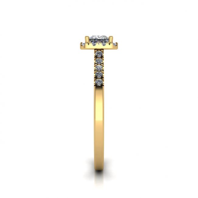 Halo Princess Cut Diamond Ring in Yellow Gold - Photo 3
