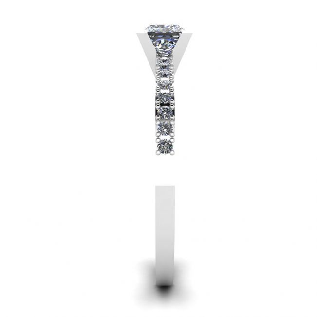 Princess Cut Diamond Ring in V with Side Pave - Photo 2
