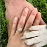18K Yellow Gold Ring with Round Diamond in Halo, Image 4