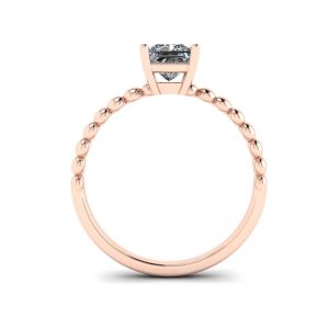 Bearded Ring with Princess Cut Diamond in 18K Rose Gold - Photo 1