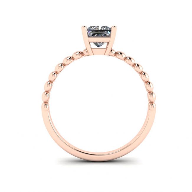 Bearded Ring with Princess Cut Diamond in 18K Rose Gold - Photo 1