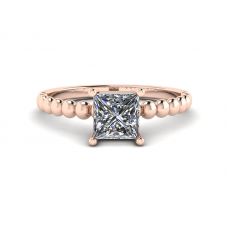 Bearded Ring with Princess Cut Diamond in 18K Rose Gold