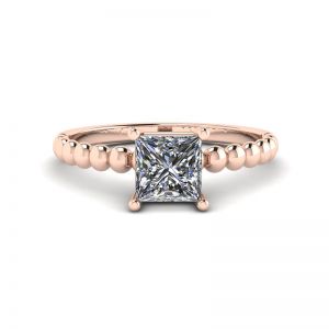 Bearded Ring with Princess Cut Diamond in 18K Rose Gold