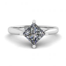 Rhombus Princess Cut Diamond Solitaire Ring White Gold