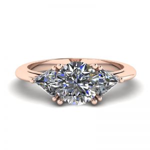 Three Diamond Ring in 18K Rose Gold