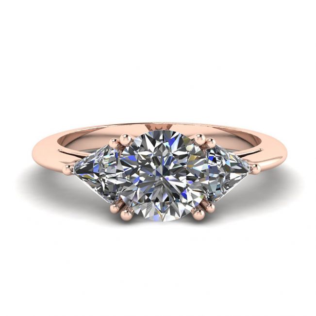 Three Diamond Ring in 18K Rose Gold