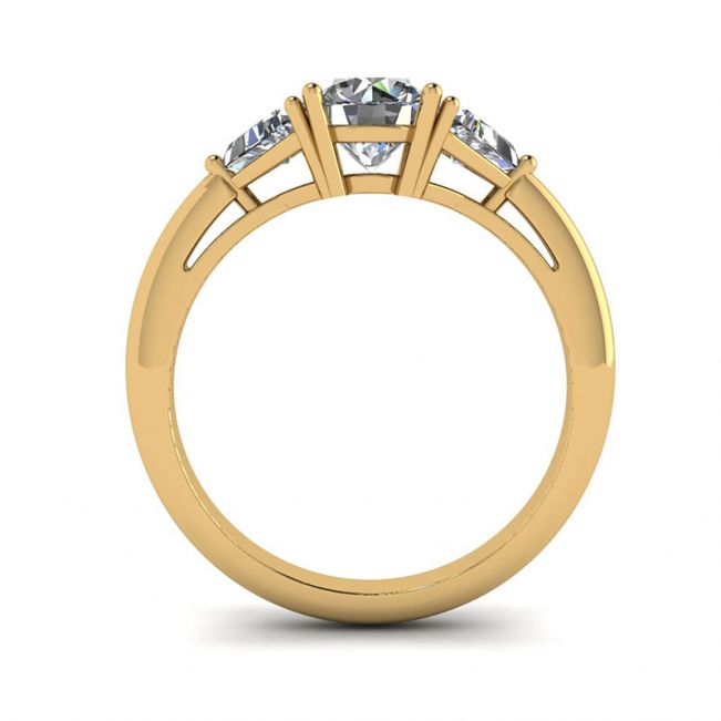 Three Diamond Ring in 18K Yellow Gold - Photo 1