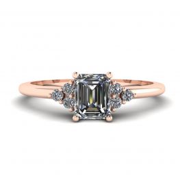Emerald Cut Diamond Ring with Side Diamonds Rose Gold Emerald Cut Diamond Ring with Side Diamonds Rose Gold