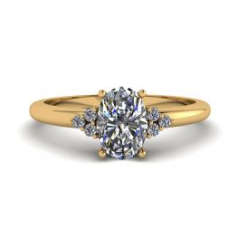Oval Diamond with 3 Side Diamonds Ring Yellow Gold Oval Diamond with 3 Side Diamonds Ring Yellow Gold