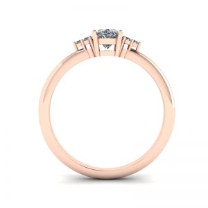 Oval Diamond with 3 Side Diamonds Ring Rose Gold - Photo 1