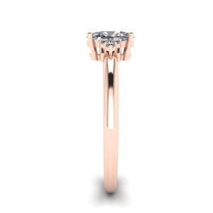 Oval Diamond with 3 Side Diamonds Ring Rose Gold - Photo 2